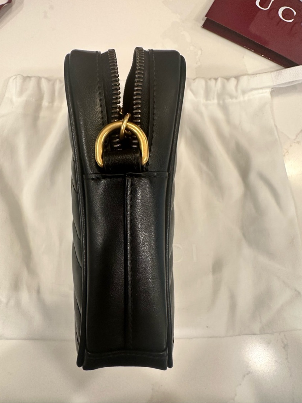 Gucci Black Mini Marmont Crossbody with Gold Hardware - Picture 7 of 9